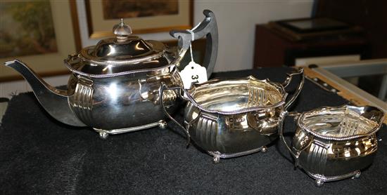 George V three-piece silver tea service